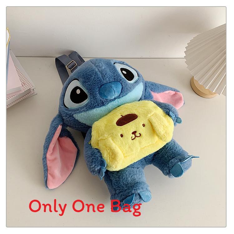 Soft Girls Cartoon Plush Backpack With Zipper Closure For Travel Casual