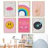 Dot Retro Aesthetic Wall Art Poster Print Cartoon Kids Style Cute Smiley Rainbow Canvas Painting Nursery Living Room Home Decor