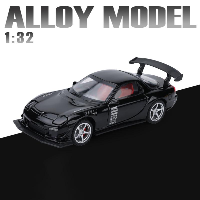 1:32 Mazda RX7 FD3S гоночный спортивный автомобиль сплав игрушечная модель автомобиля открывающиеся двери рулевое управление оттягивание назад звук и свет праздничный подарок