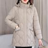 Middle Age Winter Women's Coats Hooded Plus Size Elegant Lady Jackets Long Sleeve Thick Warm Parkas