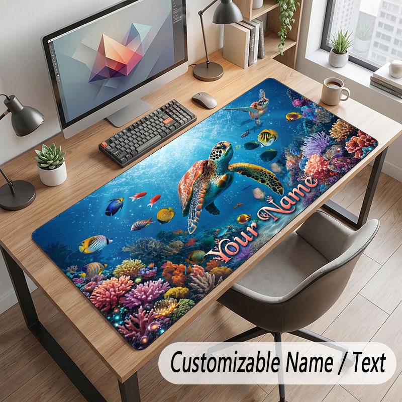 Octopus Sea Life Theme Customized Mouse Pad Personalized Print Name Text Desk Mat For Home Office Table Decor