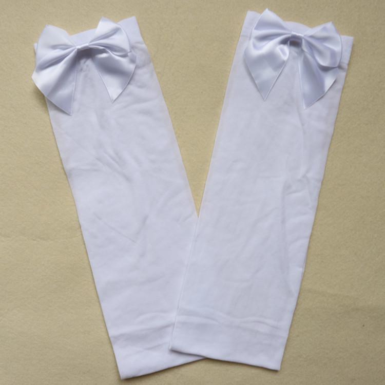Women's Lace Trim Erotic Silk Thigh-High Stockings with Bow