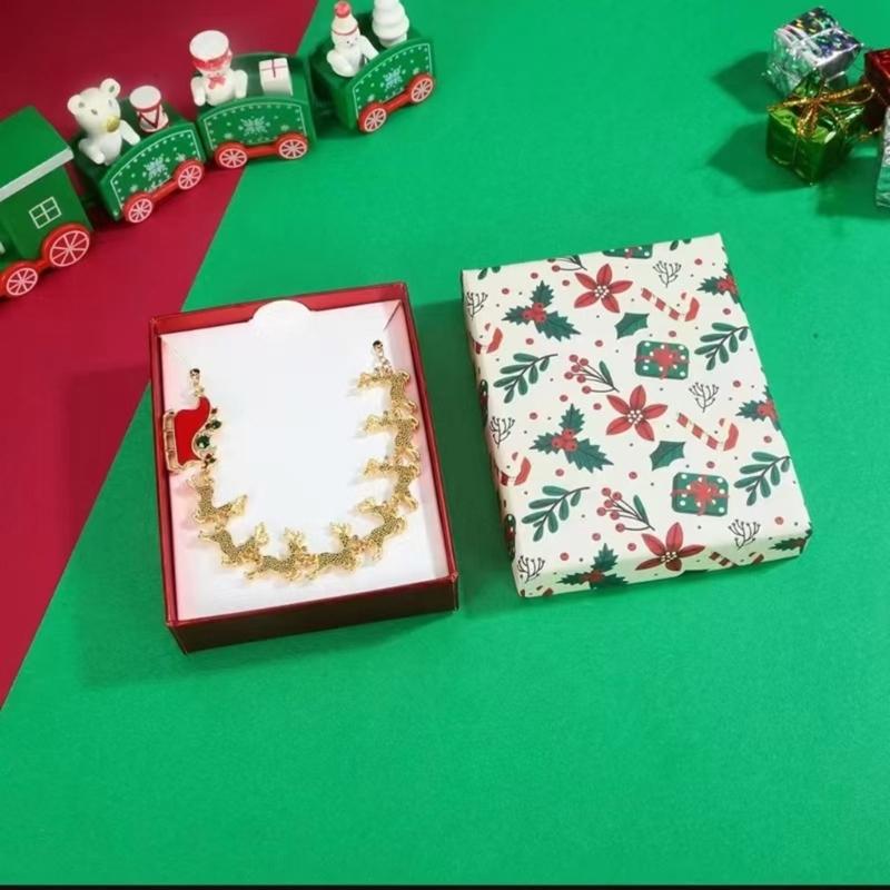 Праздничное ожерелье с оленем, ручная работа, цепочка-чокер, регулируемая, подвеска в виде саней и лося, аксессуар-цепочка для рождественских вечеринок