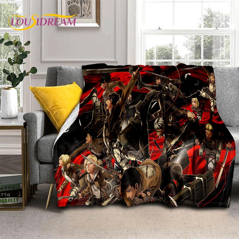 2025 Attack On Titan Eren Anime Cartoon Soft Blankets,Throw Blanket Comfortable Blanket for Picnic Beds Sofa Home Kids Gifts