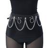 Gothic Hip-hop Style With Silver Chain Waist Accessory Ladies' Fashion Belt Restraint Belt Leather Rivet Waist Chain Belts