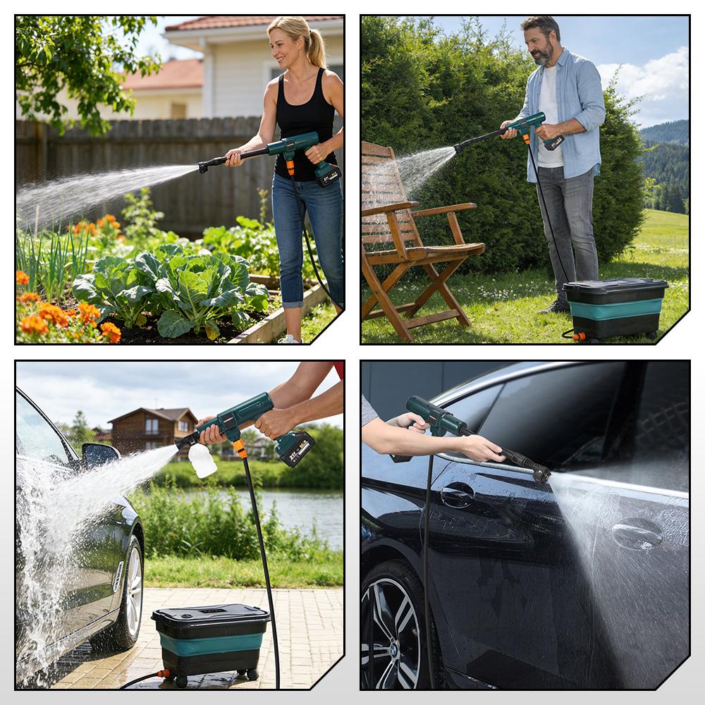 Yofidra Безщеточная мойка высокого давления 200 Бар, водяной пистолет для автомобиля + ведро, очиститель для сада, распылитель для аккумулятора Makita 21 В (штырь)