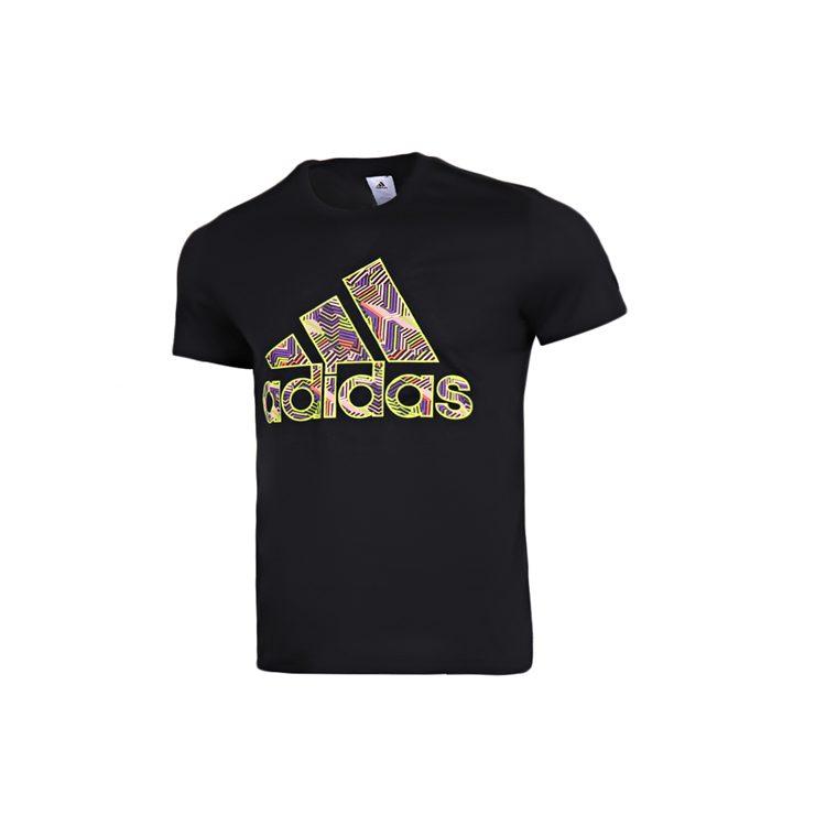 adidas Футболки Мужские Черные С Круглым Вырезом Умеренный Прямой Крой GK1703