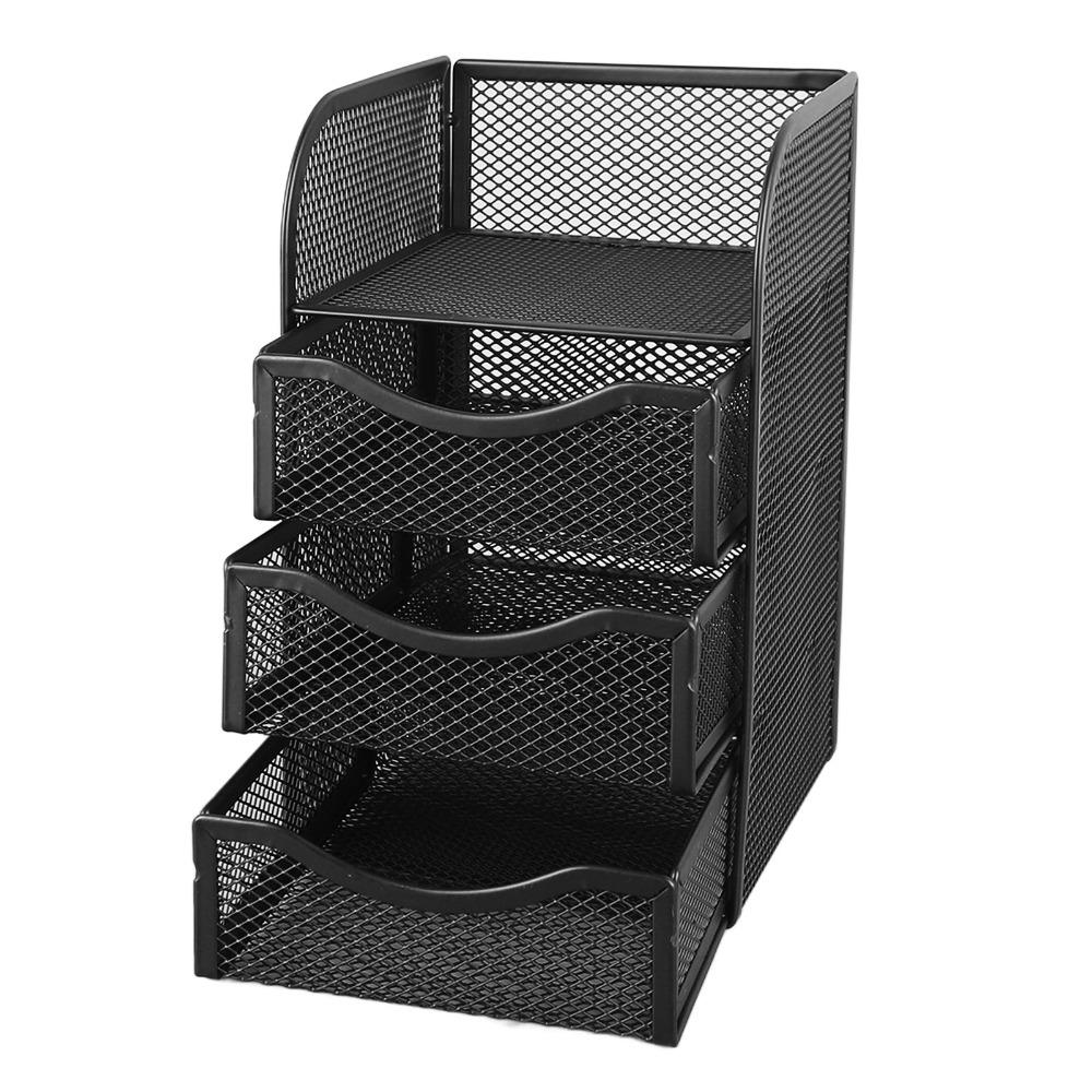 Black Desktop Organizer Metal Stationery Organizer Pen Container Desk Organizer For Home