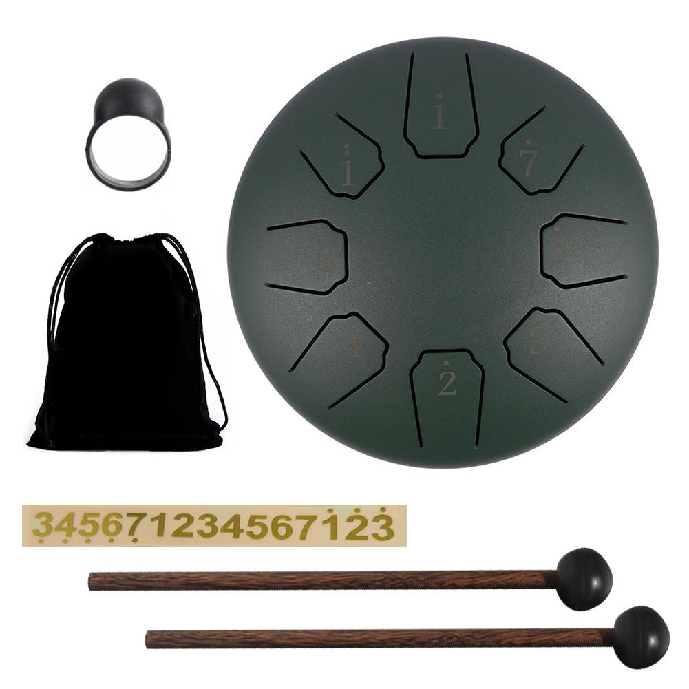 6 Inch 11/8 Notes Handpan Drum with Drum Bag Music Book Drum Mallets Hand Pan Drum for Entertainment Meditation Yoga Zen Gifts