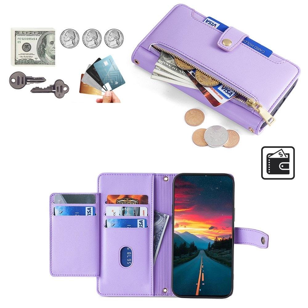 Infinix Note 40 Pro Flip Case, Wallet Zipper Pocket, Purple