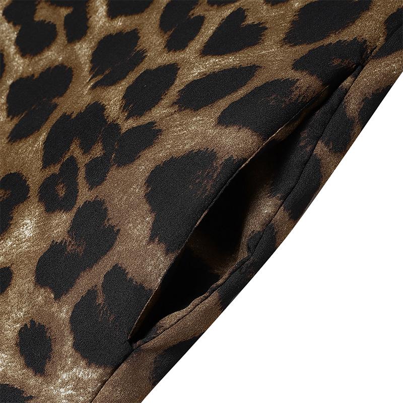 ZANZEA Женское повседневное свободное длинное платье с длинным рукавом и леопардовым принтом