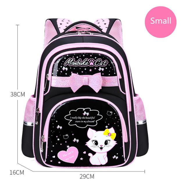 New Korean Primary PU Leather School Bag Fashion Cute Girls With Cute Cat Orthopaedic Waterproof Backpack