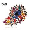 Vintage Crystal Brooch Anti-oxidation Anti-rust Alloy Lapel Pin Chic Colorful Crafted Pin Gift for Her