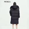 MO&Co. Women's Long Goose Down Jacket with Detachable Hood