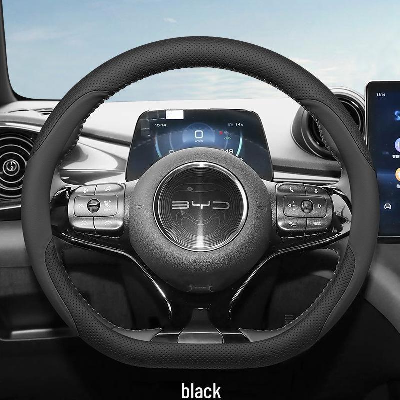 Чехол на руль BYD Seagull & Dolphin: Ультратонкая натуральная кожа, Без швов, Стильный интерьер автомобиля для женщин