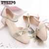 Sandals Female Coarse with Summer High with Gentle Sweet Single Shoes In The Heel Package Head Women's Shoes