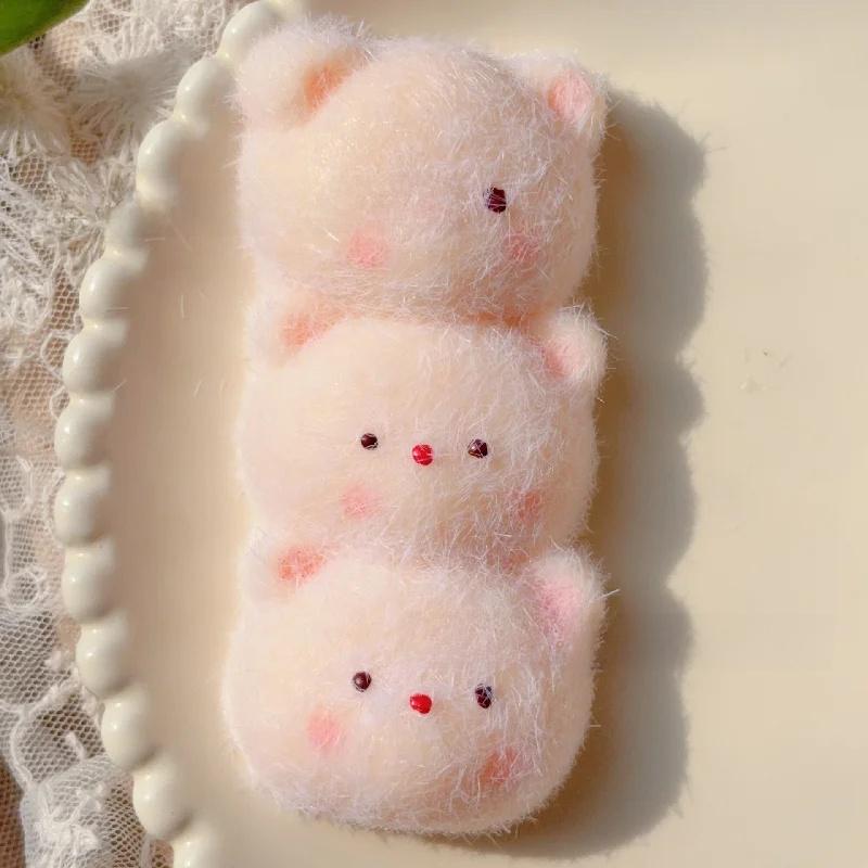 Kawaii Taba Squishy Mini Cartoon Triple Plush Piglet Three Panda Bears Mochi Soft Anti-Stress Girl Gift Hand Relaxation Toy