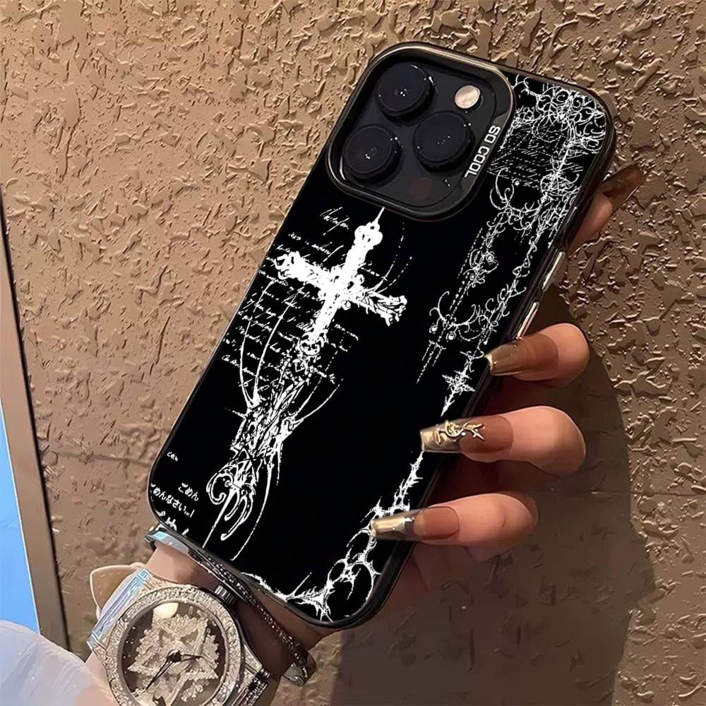 Готический Кибер Сигил Крест Цветной Чехол Для Телефона Для iPhone 17 16 15 14 13 12 11 Pro Max Plus Матовый Чехол