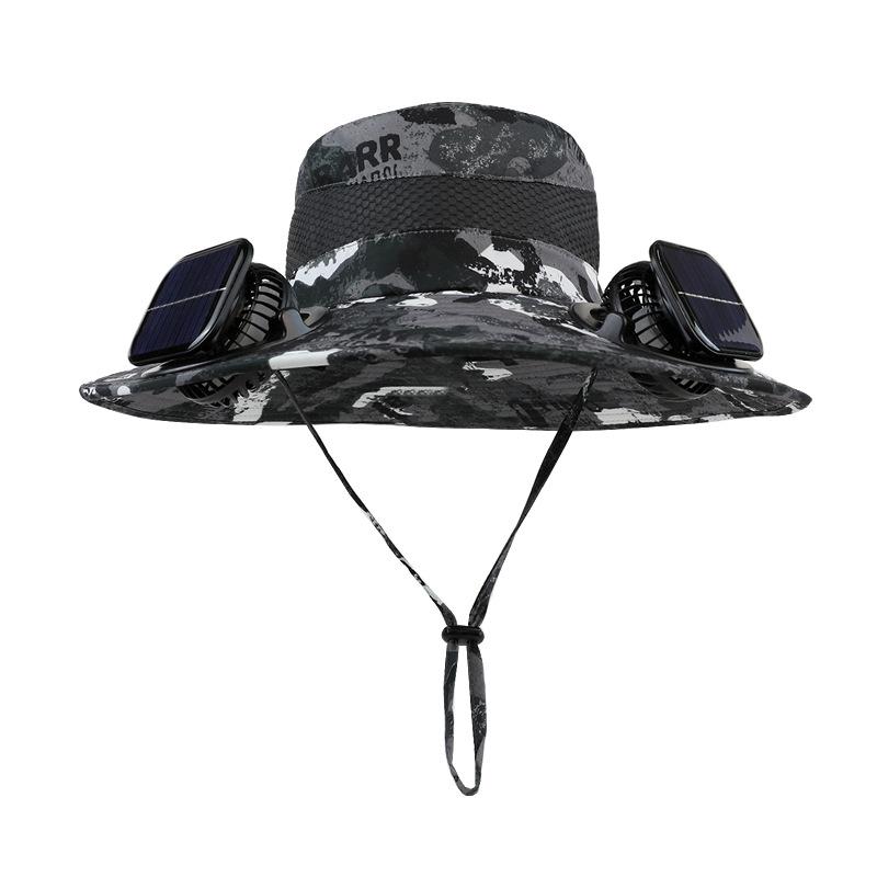 Solar double fan hat men's summer outdoor eaves breathable bucket hat mountaineering fishing sun hat