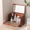 Винтажный деревянный косметический бокс с зеркалом - Пыленепроницаемый, Большая вместимость для хранения косметики