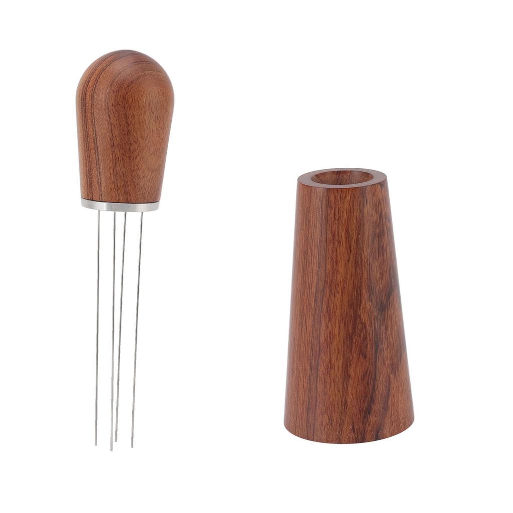 Coffee Powder Stirring Tool Needle Type Coffee Stirrer Distributor with Natural Wood Handle for