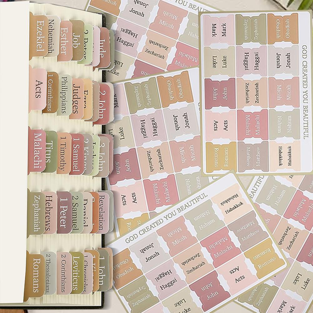 5 листов самоклеящихся бумажных вкладок, закладок, наклеек, библейских индексов, наклеек, крупных ламинированных библейских вкладок для чтения и изучения