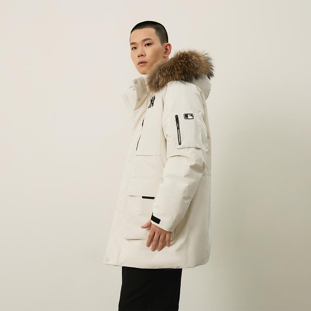 Новый пуховик MLB New York Yankees Basic Collection FW24 Унисекс Темно-кремовый 3ADJB1346-50CRD