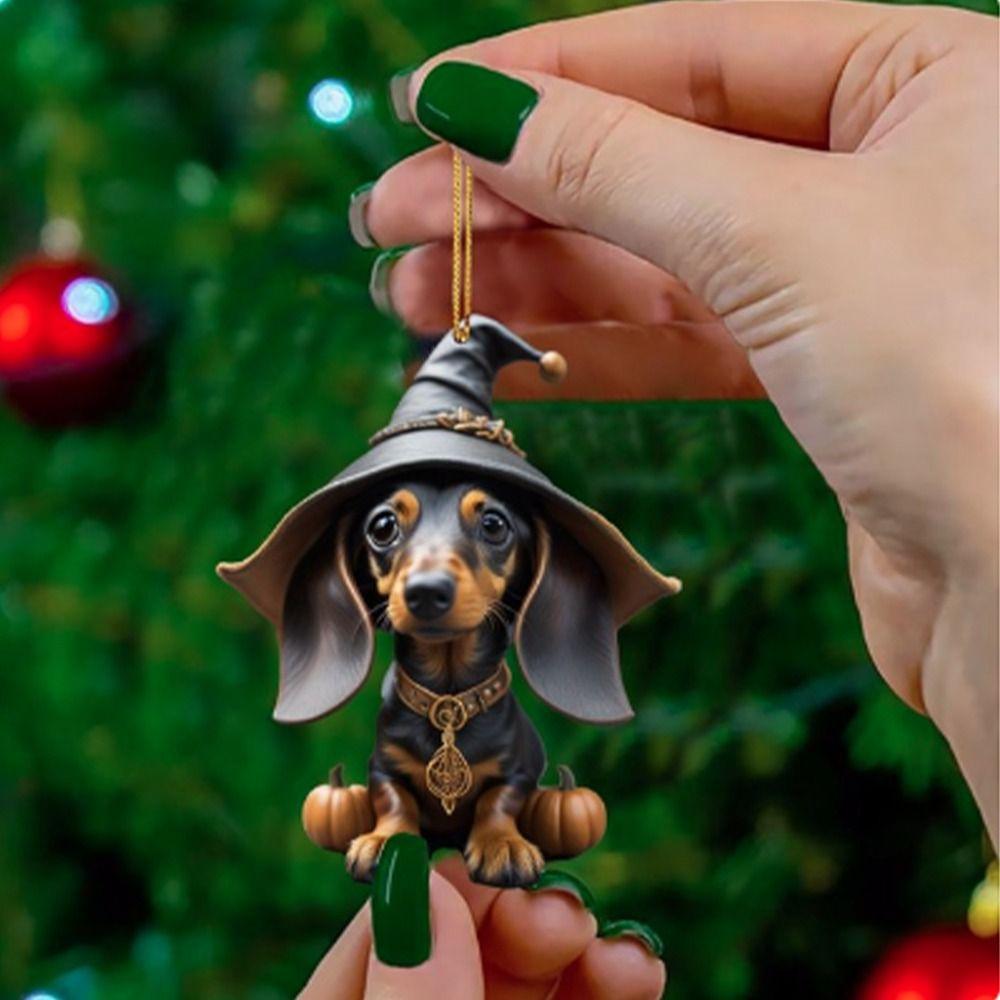 2D Christmas Tree Pendant Cute Dog Car Hanging Interior Christmas Ornaments  Home