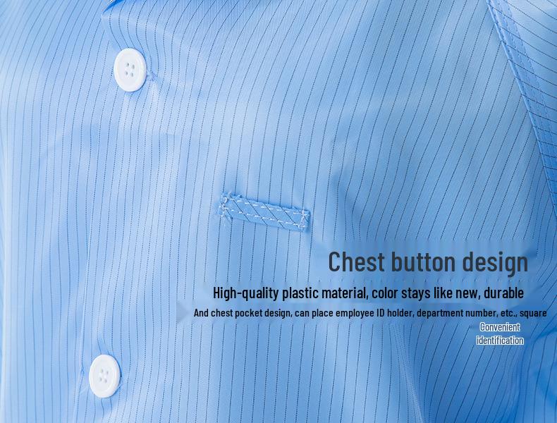 Anti-Static Blue & White Striped Lab Coat - Dust-Free, Dustproof Protective Workwear