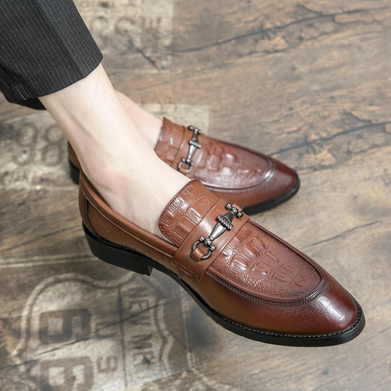 Внешняя торговля большой размер мужские туфли из кожи с тиснением под крокодила с острым носком, деловые туфли-однопедальки 46 с острым носком, свадебные туфли жениха