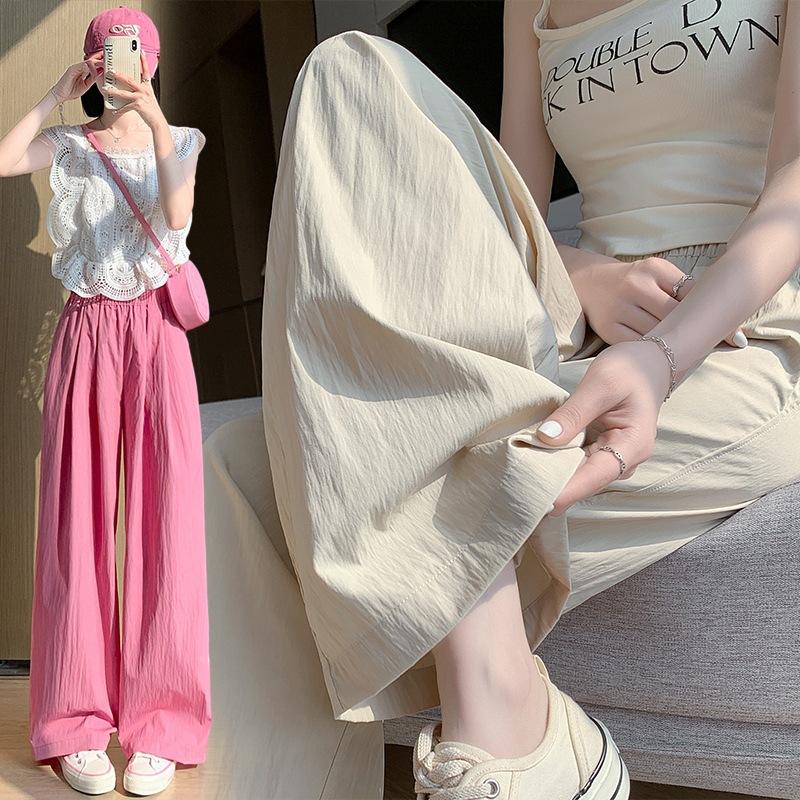 GMXIA Женские брюки Ice Silk Mountain, весна-лето и осень, с высокой талией, для похудения, свободные, прямые, солнцезащитные, ленивые, широкие брюки