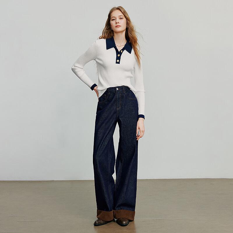 Chuyu Women's Color-Block Wool Blend Knit Sweater