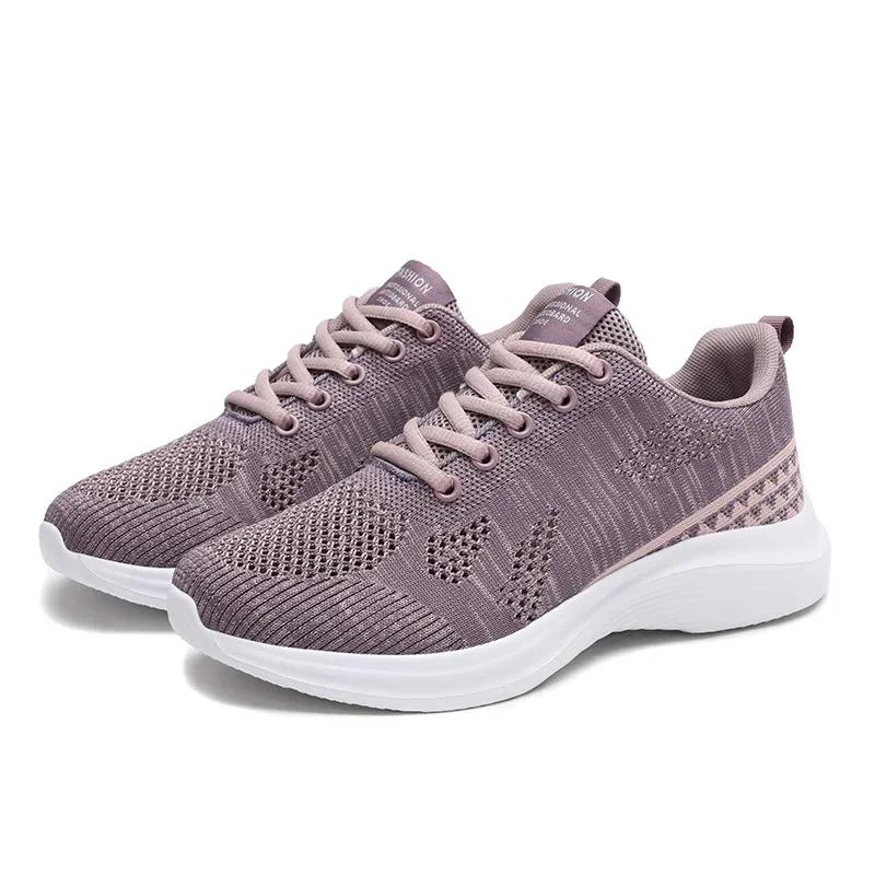 Весенняя спортивная обувь женская вулканизированная сетка дышащая шнуровка плоская обувь новейшая удобная женская повседневная беговая обувь