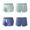 Men Boxer Underwear Mid-rise Elastic Waistband Double Layer Holes Shorts Briefs