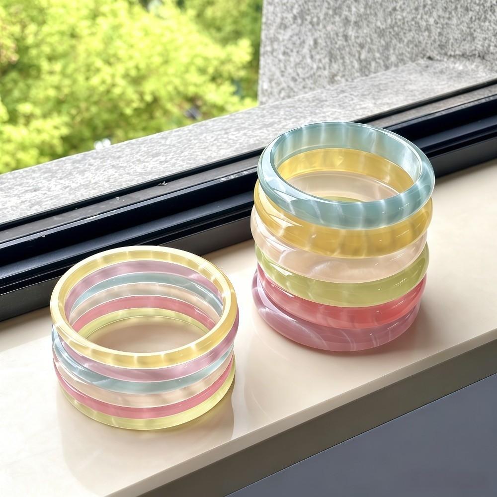 Thin Resin Bracelet Bright Cuff Bracelet New Round Bangles  Women