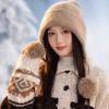 Новая вязаная теплая шапка из кроличьего меха, осенне-зимняя, флисовая, утолщенная, с защитой ушей и лица, флисовая шапка, женская шапка для защиты от холода