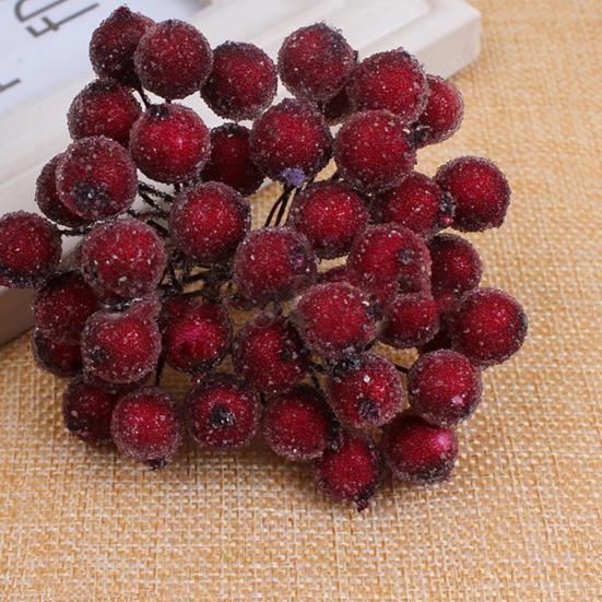 40pcs Mini Christmas Foam Frosted Fruit-Artificial Holly Berry Flower Home Decor