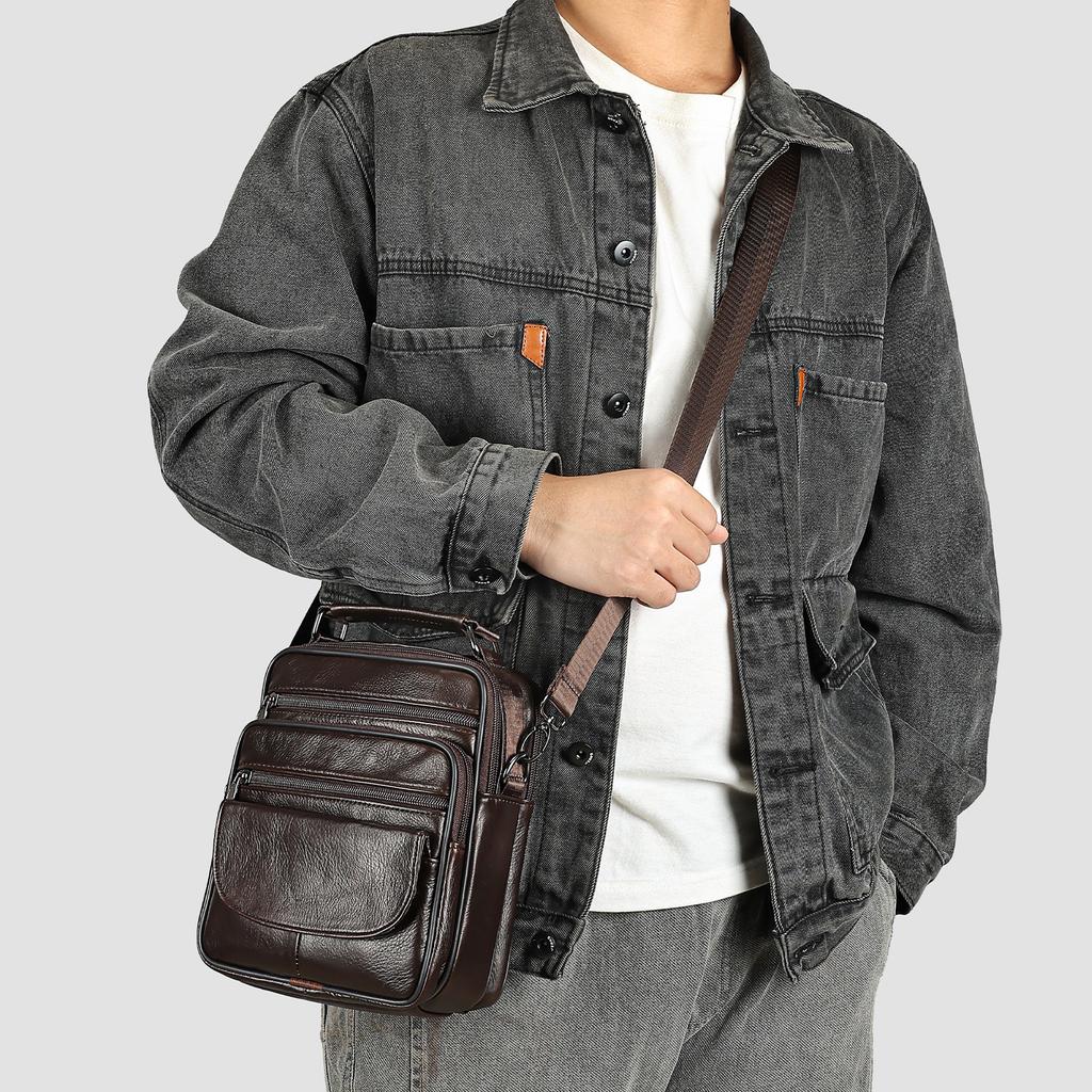 Горячая Распродажа Натуральная Кожаная Мужская Сумка Через Плечо для Повседневных Путешествий, Мужская Сумка с Высококачественным Кожаным Ощущением, Маленькая Сумка на Плечо с Простым Дизайном