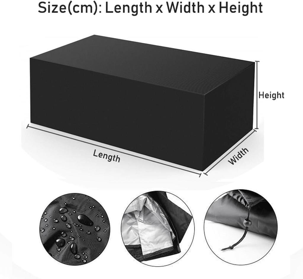 Rectangular Patio Heavy Duty Table Cover -  Tough Canvas Waterproof Outdoor Dining Table and Chairs General Purpose Furniture Co