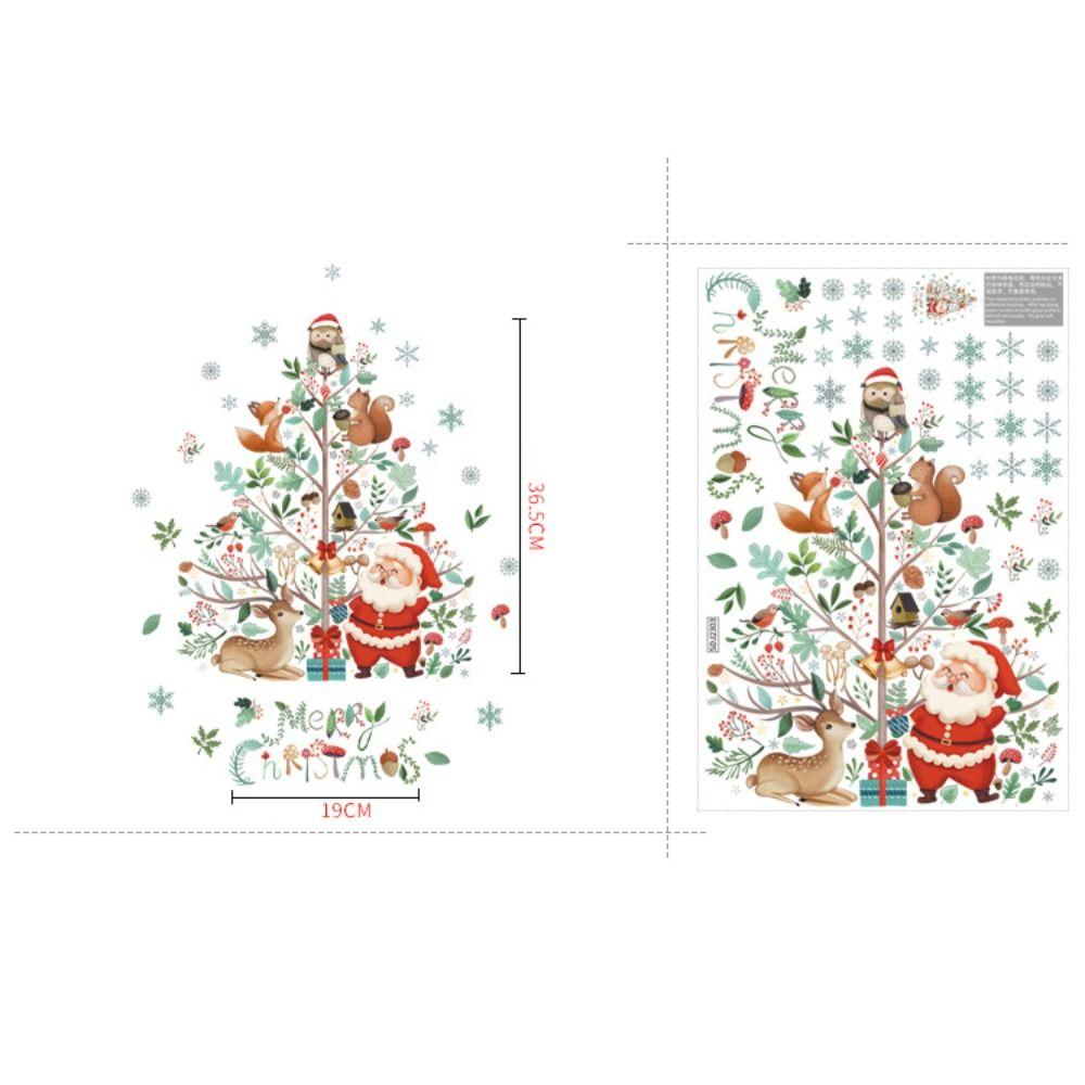 Электростатические рождественские стеклянные наклейки, мультяшные наклейки на окна Санта-Клауса, рождественские