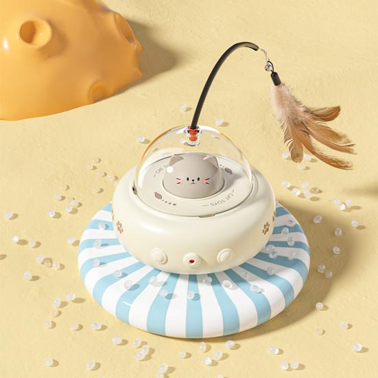 Электрическая палочка-дразнилка для кошек, перезаряжаемая через USB, автоматическая движущаяся игрушка для кошек, интерактивная, активируемая движением, перьевая палочка со светом для скучающей взрослой кошки