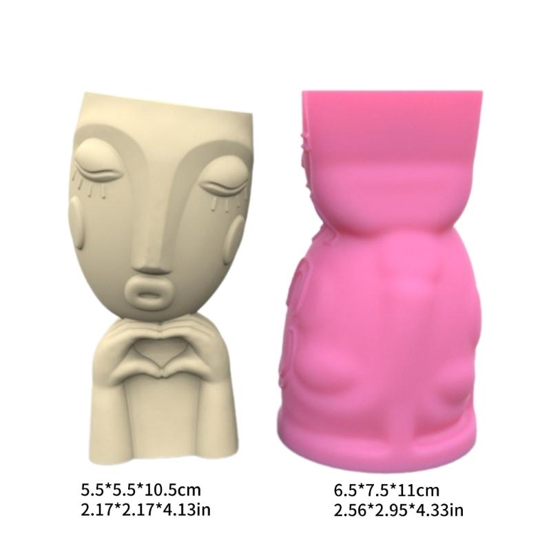 Succulent Planter Silicone Molds Heart Girl Flower Pots Epoxy Resin Mould for Candle Holder Pen Holder Vase Molds