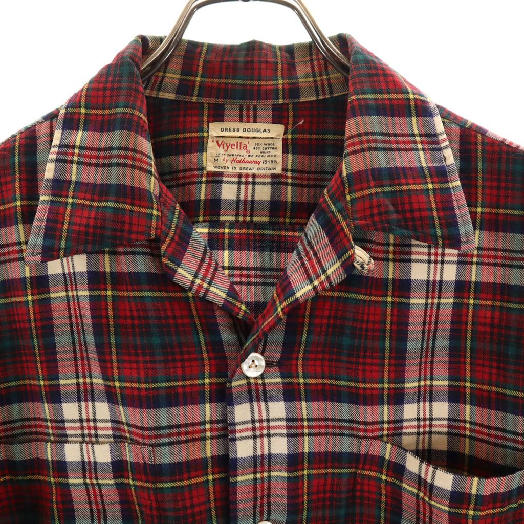 Hathaway 60-е Винтажная рубашка с открытым воротником в клетку с длинным рукавом Мужская Б/У