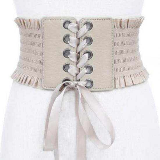 FASHION Women Fashion Stretch Belt Tassels Elastic Buckle Wide Dress Corset Waistband