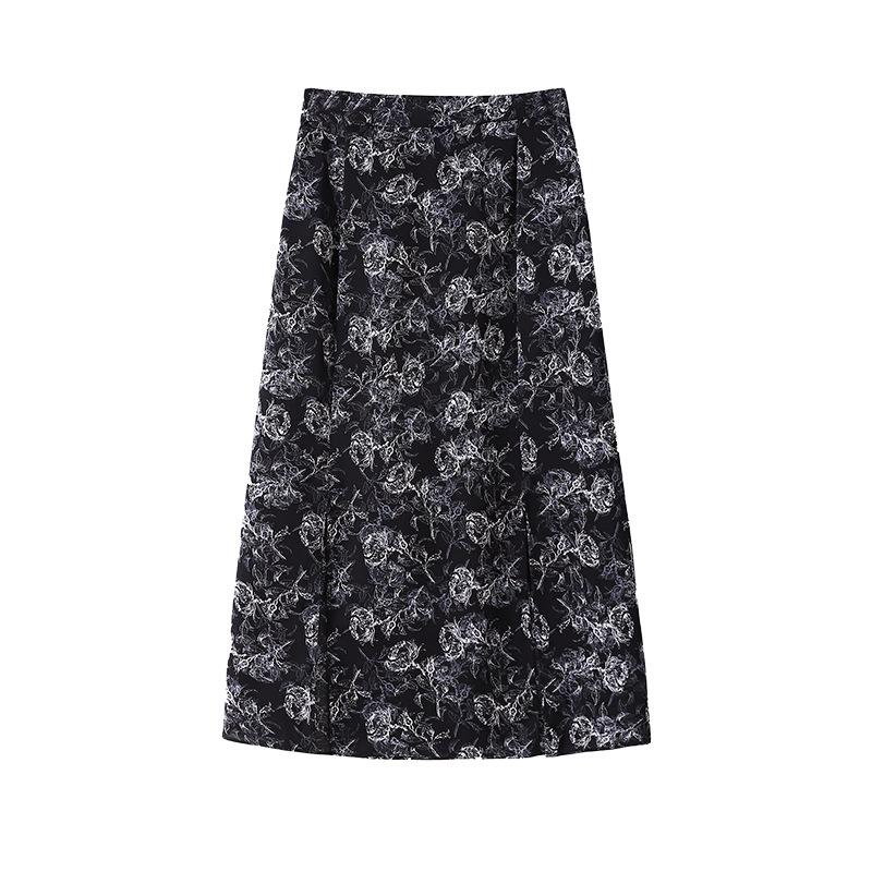 (2XL~6XL) Эластичная длинная юбка с высокой талией для женщин, длинная юбка с цветочным принтом и разрезом по подолу, летняя повседневная свободная дышащая легкая мягкая мягкая юбка плюс