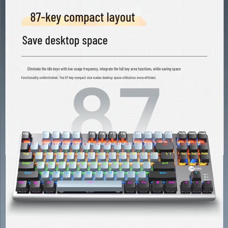 Lenovo Lecoo GK304 87-Key Blue Switch Wired Mechanical Keyboard