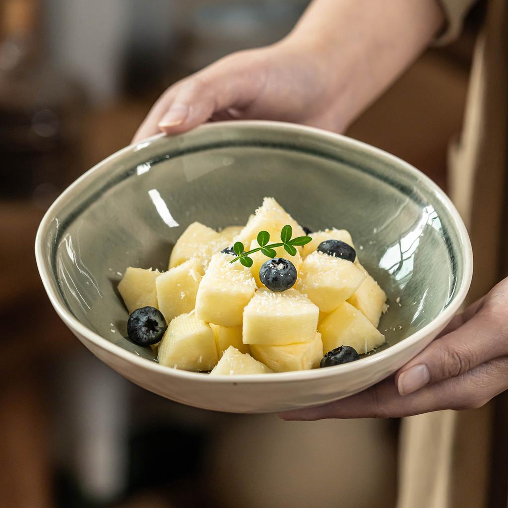 Ice Crack Glaze Tableware High-End Niche Bowl Ceramic Salad Bowl Home Restaurant Cold Dish Bowl Noodle Restaurant Special Mixing Bowl