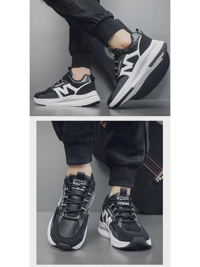 Мужская модная черная повседневная обувь на осень: Мягкие, дышащие и удобные для бега и занятий спортом.