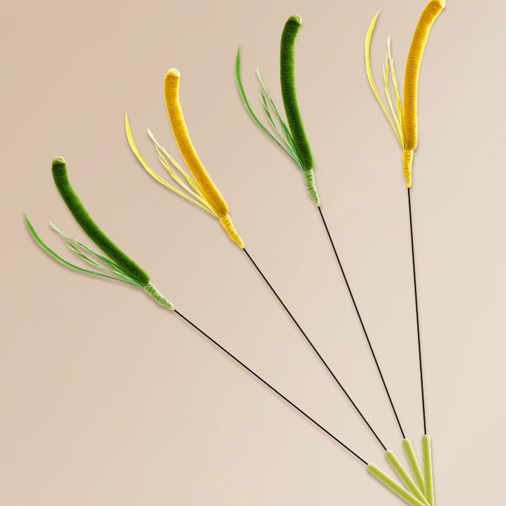 Дразнилка для кошек для стимуляции кошачьего любопытства, палочка с лисьим хвостом и щетинником для активных питомцев и веселых упражнений