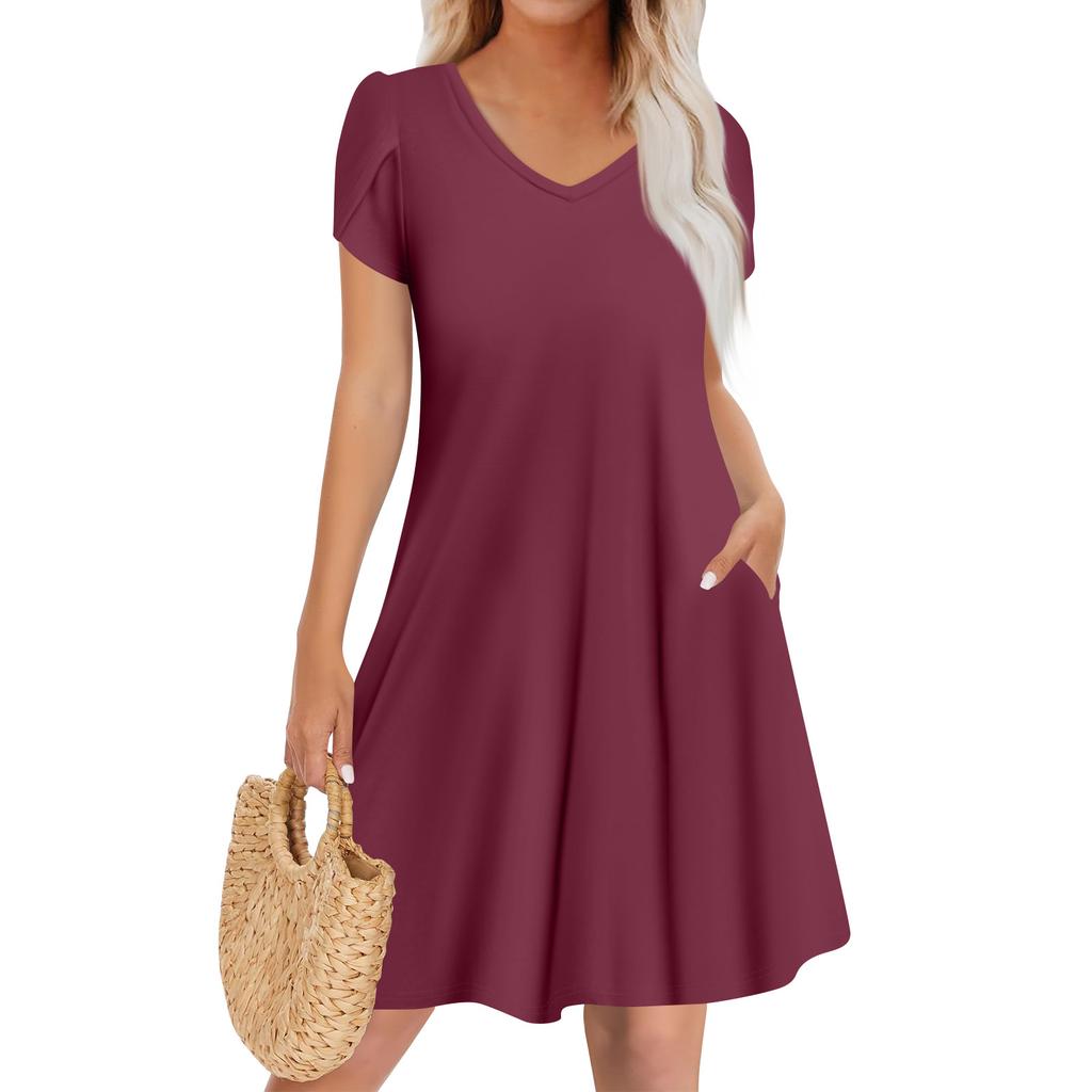 Женское повседневное модное платье с V-образным вырезом и коротким рукавом, стильное свадебное платье для гостей